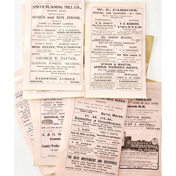 1906 Maine Local Towns Advertisement Pages Bulk Lot Of 47 Pcs 500+ Ads E10 - Picture 5 of 7